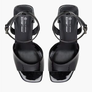Call it Spring Women's Black Patent Block Heel Sandals